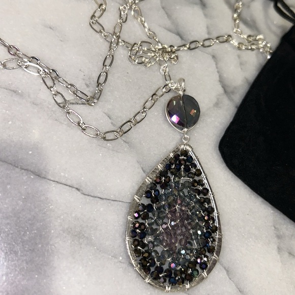 Stunning HandBeaded Crystal Teardrop Beaded Necklace-Boutique - Picture 11 of 11